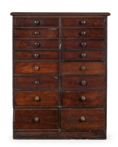 An antique Australian cedar chest of sixteen drawers, New South Wales origin, mid 19th century, 98cm high, 75cm wide, 30cm deep