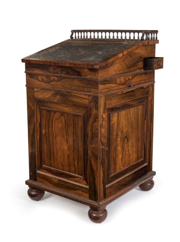 GILLOWS (attributed) antique English rosewood davenport, circa 1845, 94cm high, 52cm deep, 58cm deep