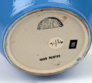 NEWTONE POTTERY impressive blue pottery vase decorated with hand-painted parrots, signed "DAISY MERTON", stamped "Newtone Pottery, Sydney, Hand Painted", 21cm high - 4