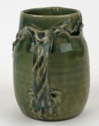 CHARLES DREW green glazed pottery jug with windswept branch handle, incised "Charles Drew", ​​​​​​​13.5cm high - 2