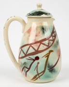 MARTIN BOYD lidded pottery coffee pot adorned with hand-painted Aboriginal spirit figures, incised "Martin Boyd, Australia, D.J.", ​​​​​​​21.5cm high - 3