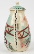 MARTIN BOYD lidded pottery coffee pot adorned with hand-painted Aboriginal spirit figures, incised "Martin Boyd, Australia, D.J.", ​​​​​​​21.5cm high - 4