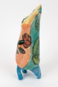 DEBORAH HALPERN "Person On Three Legs With Flower" hand-painted pottery sculpture, signed "D. D. H., '17", 28cm high - 4