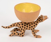 JOHN GOLDING Australian pottery lizard bowl, circa 1986, signed "Golding '86", 16cm high, 24cm long - 4