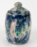 ARTHUR MERRIC BOYD & NEIL DOUGLAS pottery lidded jug, hand-painted with lyre birds and ferns, signed "A. M. Boyd, Neil Douglas, Australia", 13cm high - 4