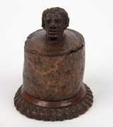 A rare antique New Zealand tobacco jar with Maori head finial, carved from New Zealand forest timbers, 19th century, 18cm high - 3