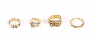RINGS: &nbsp;Four various gold rings. 13 grams.