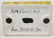 BERNADETTE (Bern)&nbsp;EMMERICHS&nbsp;"No.116 A Bulk Of Hulk" hand-painted ceramic wall plaque,signed "Bern Emmerichs, 2016", titled verso,10 x 14.5cm&nbsp; - 2