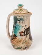 ARTHUR MERRIC BOYD and JOHN PERCEVAL&nbsp;lidded&nbsp;pottery coffee pot&nbsp;with cockerel decoration, signed "Arthur Merric Boyd", 21cm high - 2