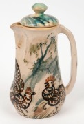 ARTHUR MERRIC BOYD and JOHN PERCEVAL&nbsp;lidded&nbsp;pottery coffee pot&nbsp;with cockerel decoration, signed "Arthur Merric Boyd", 21cm high - 3