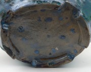 JOLIFFE&nbsp;impressive green glazed pottery vase with applied grapes and leaves with branch handles, incised "JOLIFFE, Hand Built, F.E.C.", 15cm high, 27cm across the handles - 6