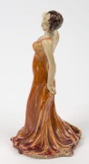 MARGUERITE MAHOOD Art Deco pottery statue of a lady in evening gown, incised "Marguerite Mahood", 22cm high - 3