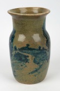 MERRIC BOYD pottery vase with hand-painted landscape scene, incised "Merric Boyd, 1917", ​​​​​​​22.4cm high - 2