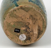 MERRIC BOYD pottery vase with hand-painted landscape scene, incised "Merric Boyd, 1917", ​​​​​​​22.4cm high - 4