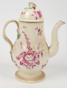 LEEDS POTTERY creamware coffee pot, hand-painted with floral sprays, circa 1780, ​​​​​​​26cm high - 3