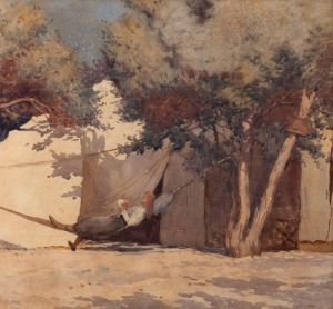 ARTIST UNKNOWN, (untitled reclining figure with book), watercolour, 30 x 32cm, 54 x 55cm overall