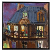 WENDY SHARPE (1960 - ), Private and Public, 2018, oil on linen, signed lower right "W. Sharpe", titled verso, ​​​​​​​40 x 40cm, 42 x 42cm overall