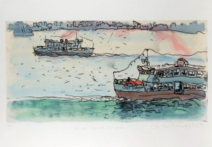 PETER KINGSTON (1943-2022), The Ladies Nothcott and Herron, lithograph, 1/10, signed lower right "Peter Kingston, '08", Australian Galleries label verso, 75 x 105cm, 90 x 119cm overall