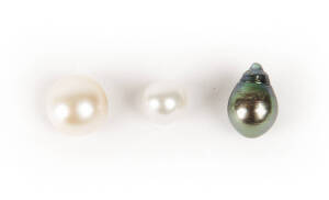 BROOME PEARLS: Three loose pearls.