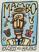 REG MOMBASSA (Chris O'Doherty) (1951 - ), Mambo Excess All Areas, Charcoal and coloured pencil on paper, signed lower right "Reg. M", Watters Gallery label verso, 25 x 19cm, 34 x 37cm overall - 2