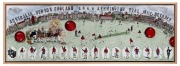 BERNADETTE (Bern) EMMERICHS&nbsp;(1961 - ), Australia Versus England 1868 Kennington Oval May-October, hand-painted and glazed ceramic plaque, signed upper right "Bern Emmerichs, 2020". The plaque depicts the famed Aboriginal team that toured England in 1868. 