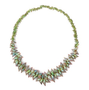 LOLA GREENO "Marina Lady", 2019, stunning King maireener (mariner) and traditional green maireener shell bead necklace. A superb example accompanied by Australian Design Centre documentation, plus Lola Greeno book. 80cm long