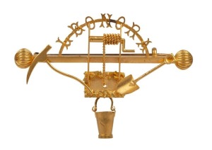 DONOVAN & OVERLAND (attributed), "LEONORA" rare Western Australian goldfields brooch, 19th/20th, stamped "18ct", (Reference pp.42, 155 & 176 Australian Jewellery, 19th & 20th Century, Anne Schofield, Kevin Fahy), 5.7cm wide, 5 grams