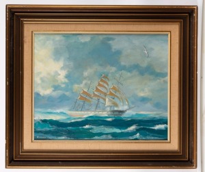 ROBERT CARTER, Four Masted Bark, Hougomont, oil on board, signed lower left "Robert Carter, '77", ​​​​​​​39 x 49cm, 59 x 69cm overall