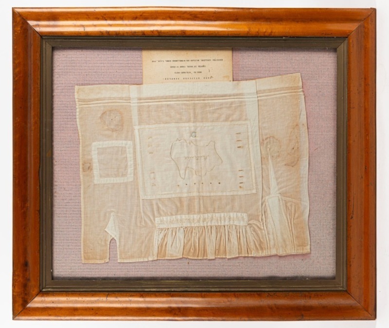 An Australian hand stitched sampler by "NITA MARY FRITH, Granted 1st Prize, Under 10 Years, Exhibited Singleton, Maitland and Muswellbrook Shows N.S.W. 1908", housed in an antique maple frame, ​​​​​​​36 x 46cm, 62 x 72cm overall