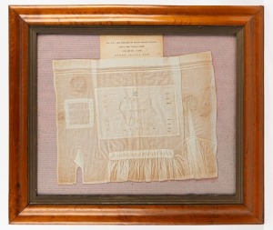 An Australian hand stitched sampler by "NITA MARY FRITH, Granted 1st Prize, Under 10 Years, Exhibited Singleton, Maitland and Muswellbrook Shows N.S.W. 1908", housed in an antique maple frame, 36 x 46cm, 62 x 72cm overall