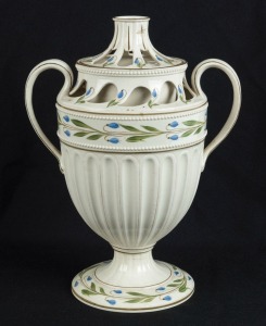 WEDGWOOD antique porcelain potpourri vase with insert, 18th century, impressed "WEDGWOOD", 22.5cm high