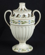 WEDGWOOD antique porcelain potpourri vase with insert, 18th century, impressed "WEDGWOOD", 22.5cm high