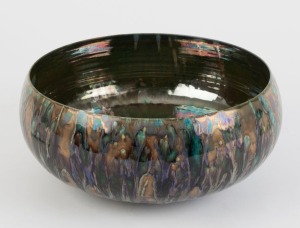 GREG DALY lustre glazed ceramic bowl, signed "Daly", 13cm high, 29cm wide