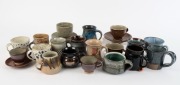 Assorted&nbsp;Australian pottery teacups, saucers and mugs, including COL LEVY, (22 items), ​​​​​​​the largest 10cm high