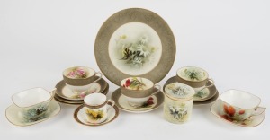 ROYAL WORCESTOR selection of hand-painted English porcelain with Australian floral motifs, including flannel flower, boronia, waratah and bottle brush, (18 items), signed "AUSTIN" and "SHUCK", the plate 23cm diameter