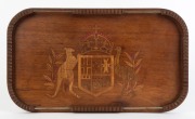 A folkart Australian serving tray with inlaid coat of arms, early 20th century, ​​​​​​​58cm wide - 2