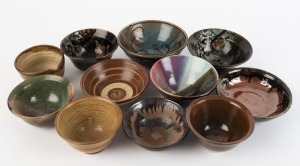 Twelve assorted Australian studio pottery bowls, the largest 9cm high
