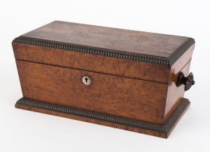 A fine antique tea caddy, 19th century, 15.5cm high, 38cm wide, 17cm deep