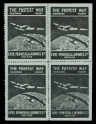 Aerophilately & Flight Covers: Oct.1929 (AAMC.145b) Eyre Peninsula Airways Ltd vignette (black on pale blue), block.(4). Extremely rare in blocks. Cat.$750.&nbsp;&nbsp;