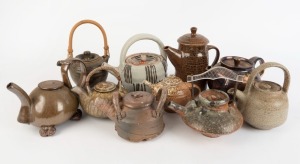 Ten assorted Australian studio pottery teapots including GREG DALY, 23cm high