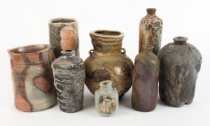 Eight assorted Australian studio pottery vases including CHESTER NEALIE, the largest 29cm high