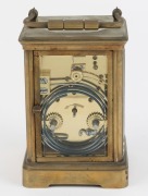 An antique French carriage clock with time and gong striking movement and original platform escapement, Arabic numerals with dial mask, 19th/20th century, 16cm high - 3