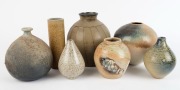 Seven assorted Australian studio pottery vases including COL LEVY, ​​​​​​​the largest 24cm high