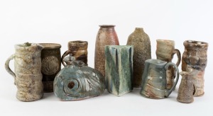 Eleven assorted Australian studio pottery jugs and vases, the largest 25cm high