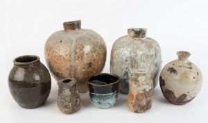 Seven assorted Australian studio pottery vases including DON COURT and CHERSTER NEALIE, the largest 28cm high