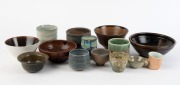 Fourteen assorted Australian studio pottery bowls, dishes and beakers including COL LEVY and STURT POTTERY, (14 items), ​​​​​​​the largest 8.5cm high