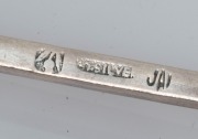 LINTON of Perth, set of 12 Australian silver spoons with wildflower motifs, 20th century, stamped "JAL. ST. SILVER", 11cm long, 152 grams total - 2