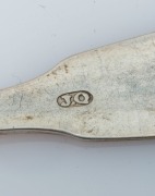 Set of six antique CHANNEL ISLANDS silver fiddle pattern teaspoons by JACQUES QUESNEL of Jersey, circa 1820, ​​​​​​​14.5cm long, 112 grams total - 7