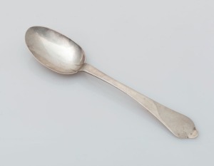 An 18th century CHANNEL ISLANDS silver trefid spoon by GUILLAUME HENRY of Guernsey, circa 1730, 17.7cm long, 24 grams