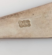 Five assorted antique CHANNEL ISLANDS silver tablespoons, Guernsey and Jersey makers, plus English made but Channel Islands retailed, 19th and 20th century, the largest 22.3cm long, 282 grams total - 6